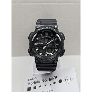 Casio AEQ-110 Telememo 30 Analog Digital Sports Watch World Time 100M Alarm